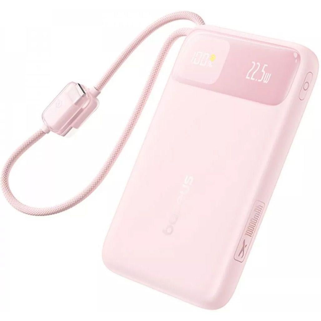 Батарея портативная BASEUS EnerFill FC11 Digital Display с Dual Built-in Cables E0027R07 10000mAh 22,5W Pink