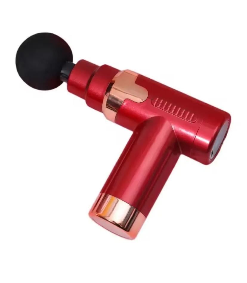 Массажер для мышц тела FASCIAL GUN JY-760 ударный перкуссионный 4 насадки Красный