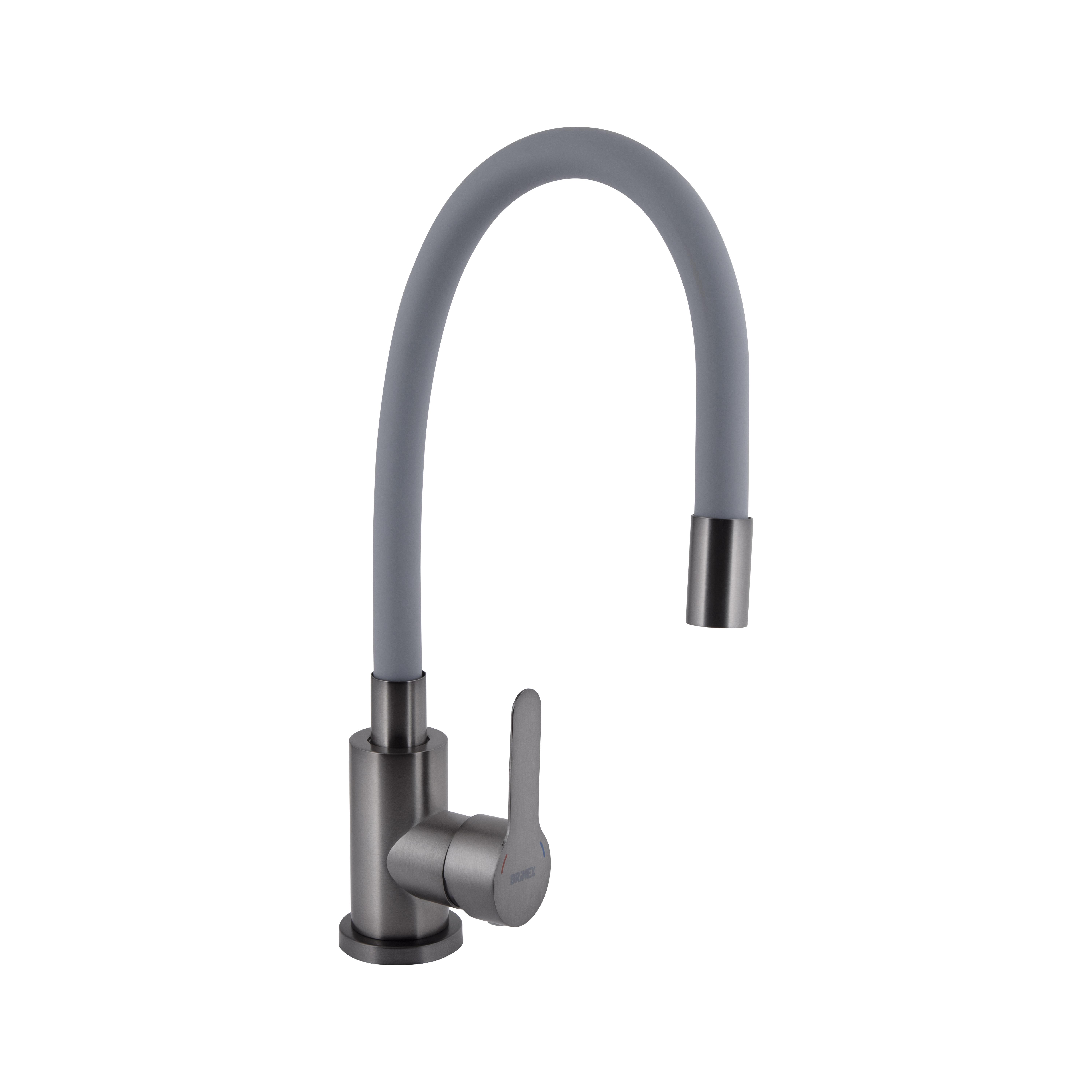 Смеситель для кухни Brinex Pure 015F3 с гибким изливом Graphite/Grey (BRIPUR015F3GRG)