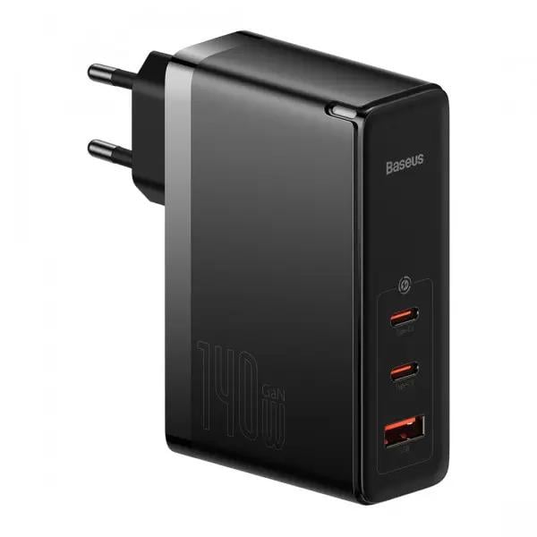 Зарядное устройство сетевое Baseus GaN5 Pro Fast Charger QC4.0+PD3.1 140W USB+2Type-C 5A с кабелем Type-C to Type-C 240W 48V/5A 1 м