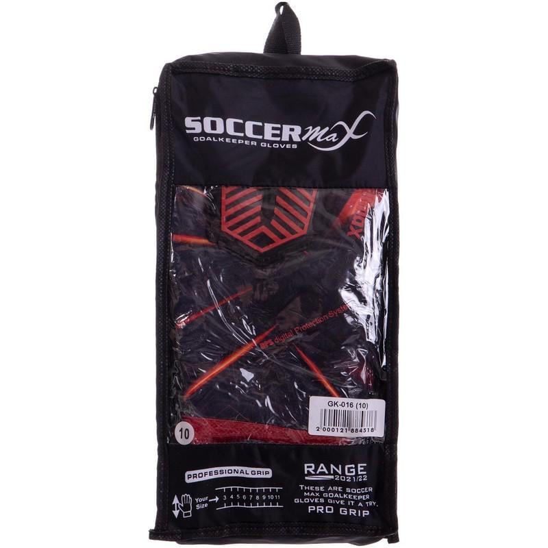 Перчатки вратарские Zelart SOCCERMAX GK-016 р. 9 Красный/Черный (DR007786) - фото 5