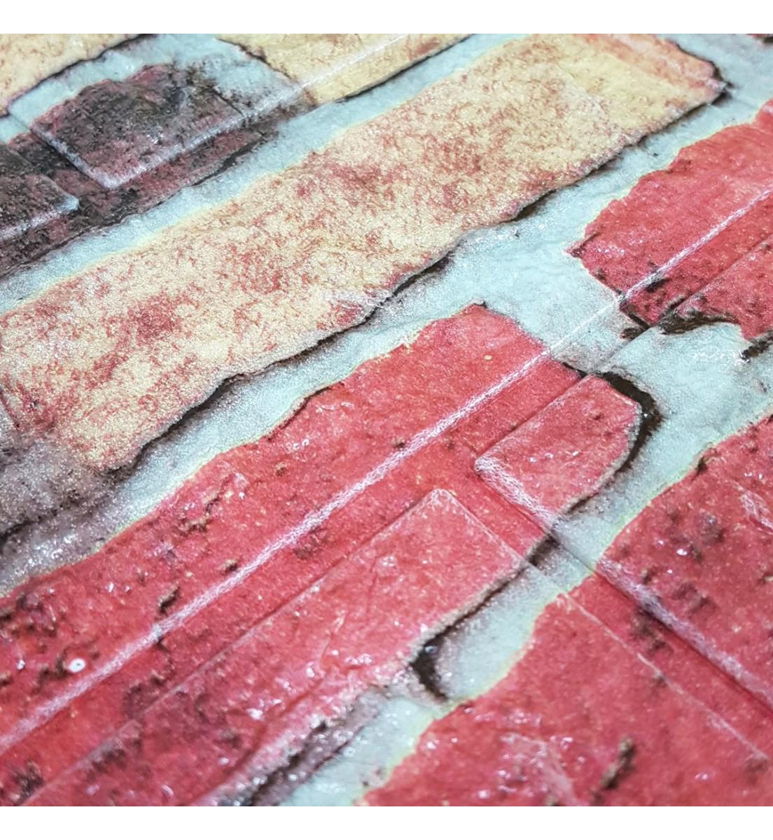 3D-панель декоративная под екатеринославский кирпич самоклеющаяся 3080x700x3 мм Бежево-красный - фото 4