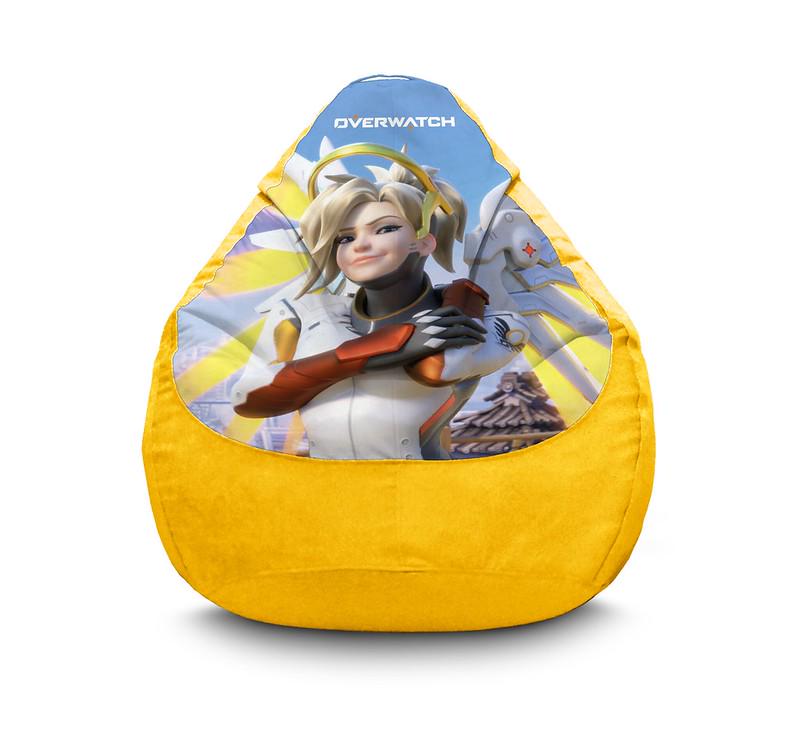 Кресло мешок iPuff Overwatch Mercy Флок XXXL 100х135 см Желтый