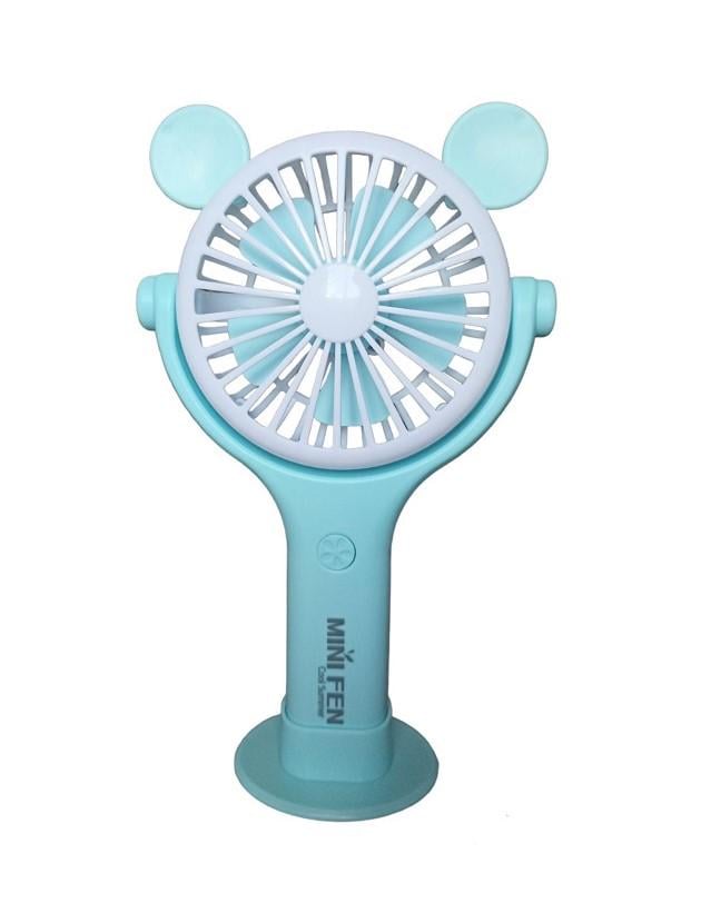 Вентилятор ручной аккумуляторный Mini Fan CS092-1 с ушками подставкой подсветкой и USB-зарядкой Голубой (11293036)