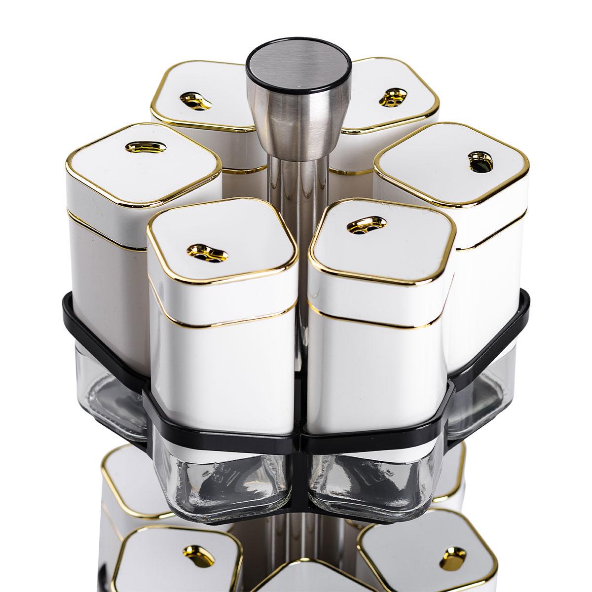 Набір для спецій на підставці HP-1315 12 шт. 120 мл карусель для спецій Білий (A-033683) - фото 6