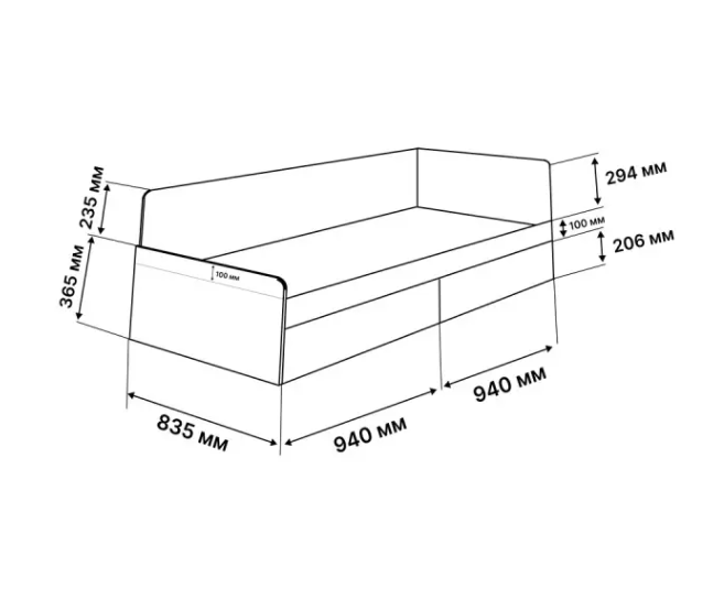 Ліжко односпальне Соната 80х190 см Німфея альба (26760201) - фото 2 Ліжко односпальне Соната 80х190 см Німфея альба (26760201) - фото 2