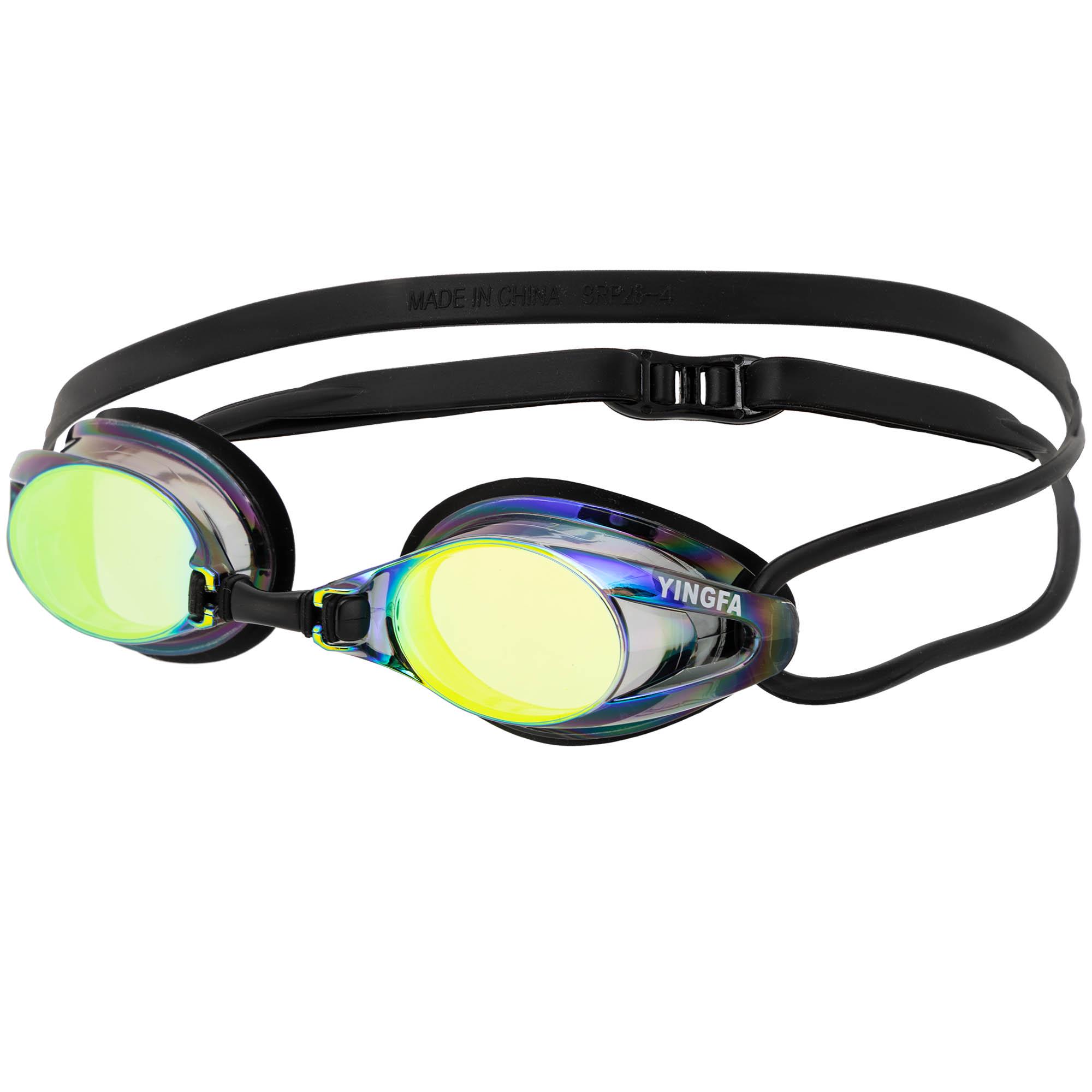 Очки для плавания стартовые YINGFA Y185AF-V радужные линзы Черный (Y185AF-V_Черный)