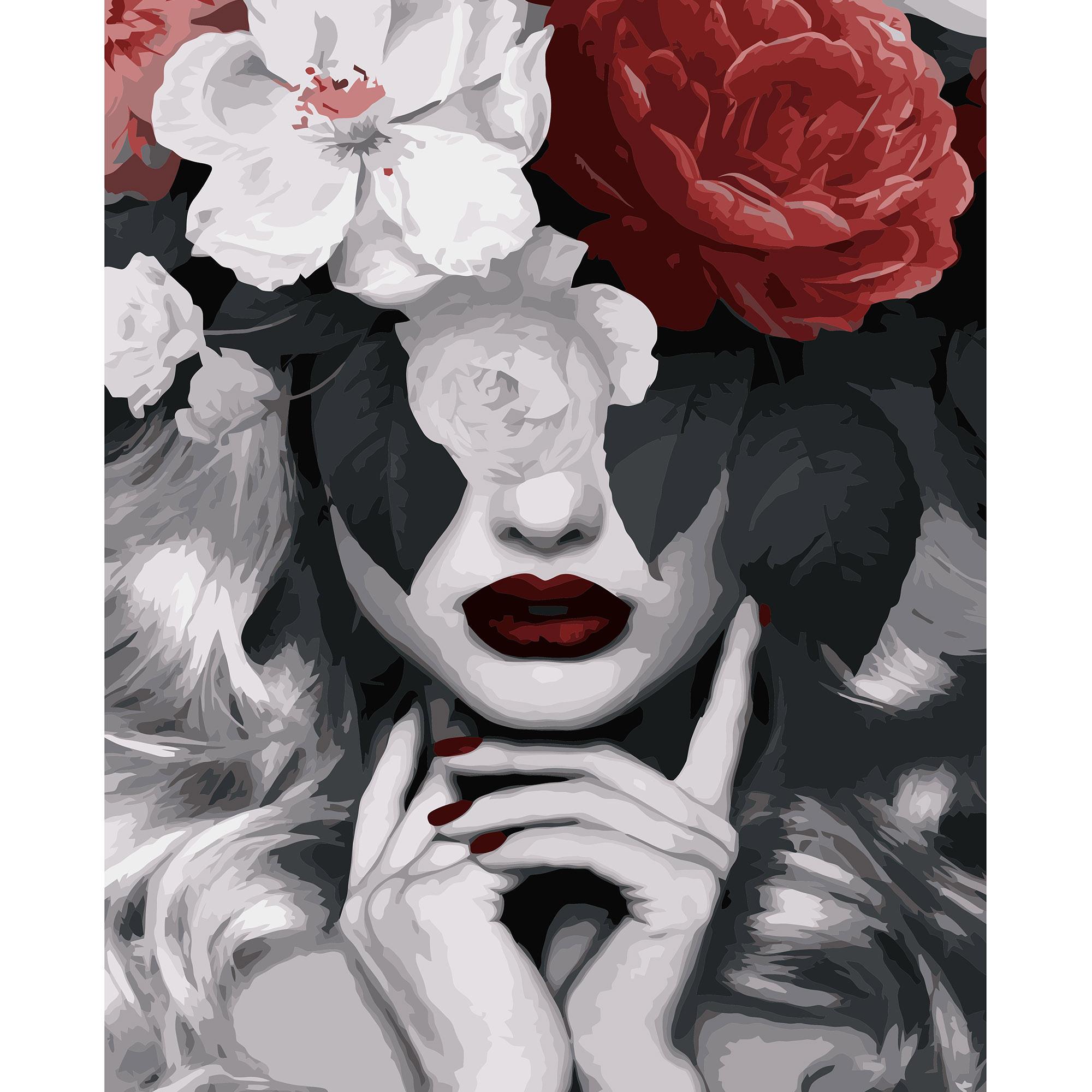 Картина за номерами Strateg Дівчина з квітами 40x50 см (VA-3181)