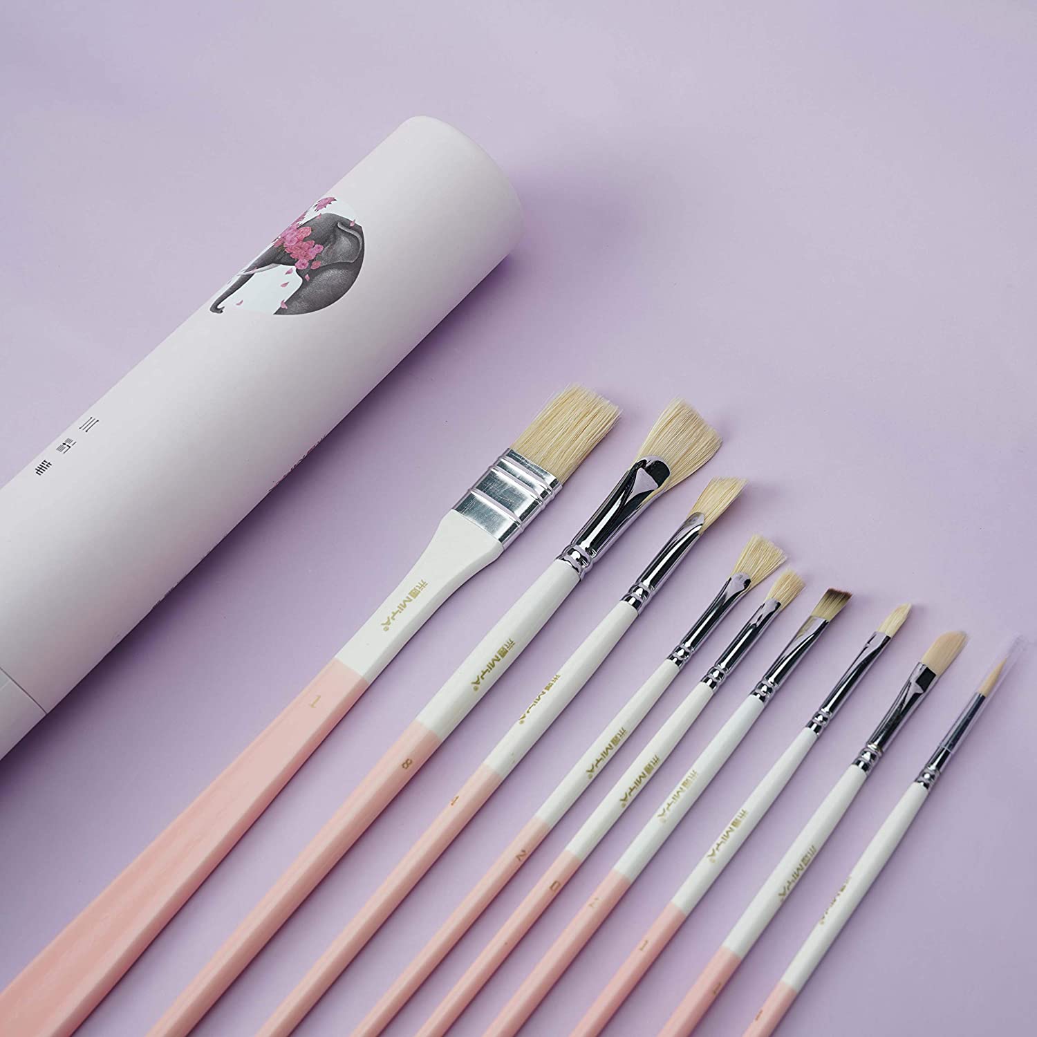 Художественные кисти MIYA ANIMALS Набор 9 шт. из натуральной щетины Розовая коробка - фото 2