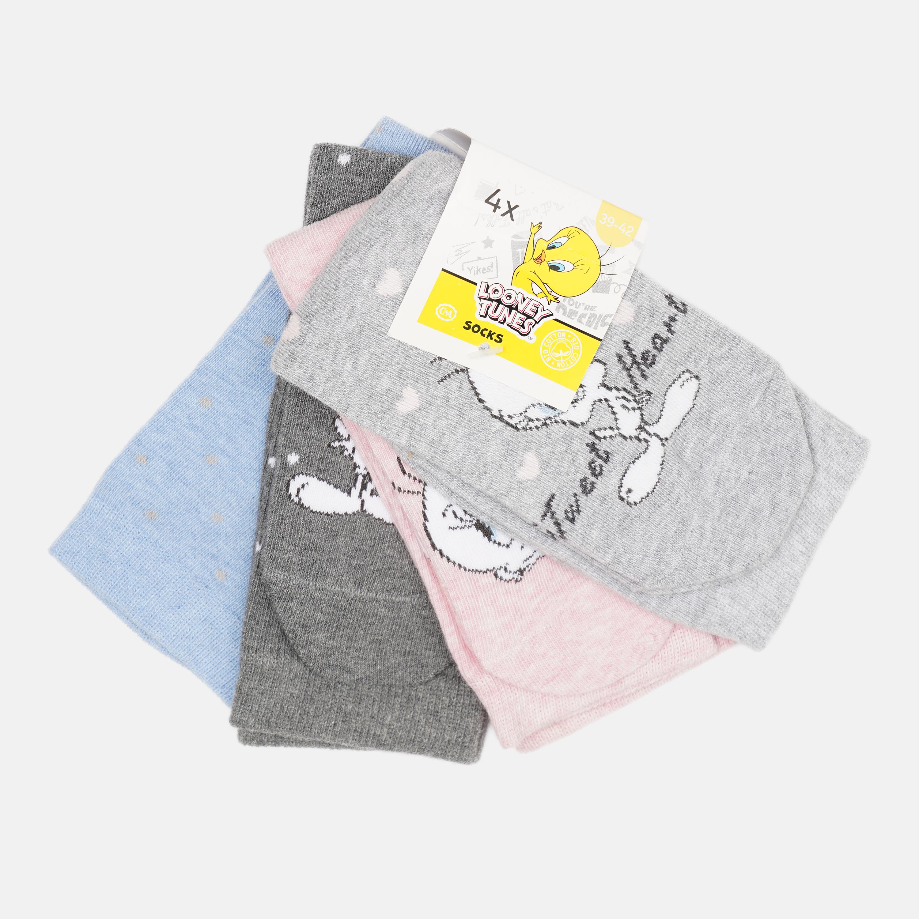 Шкарпетки C&A р. 39-42 4 шт. Сірий/Рожевий/Блакитний (2242479840607)