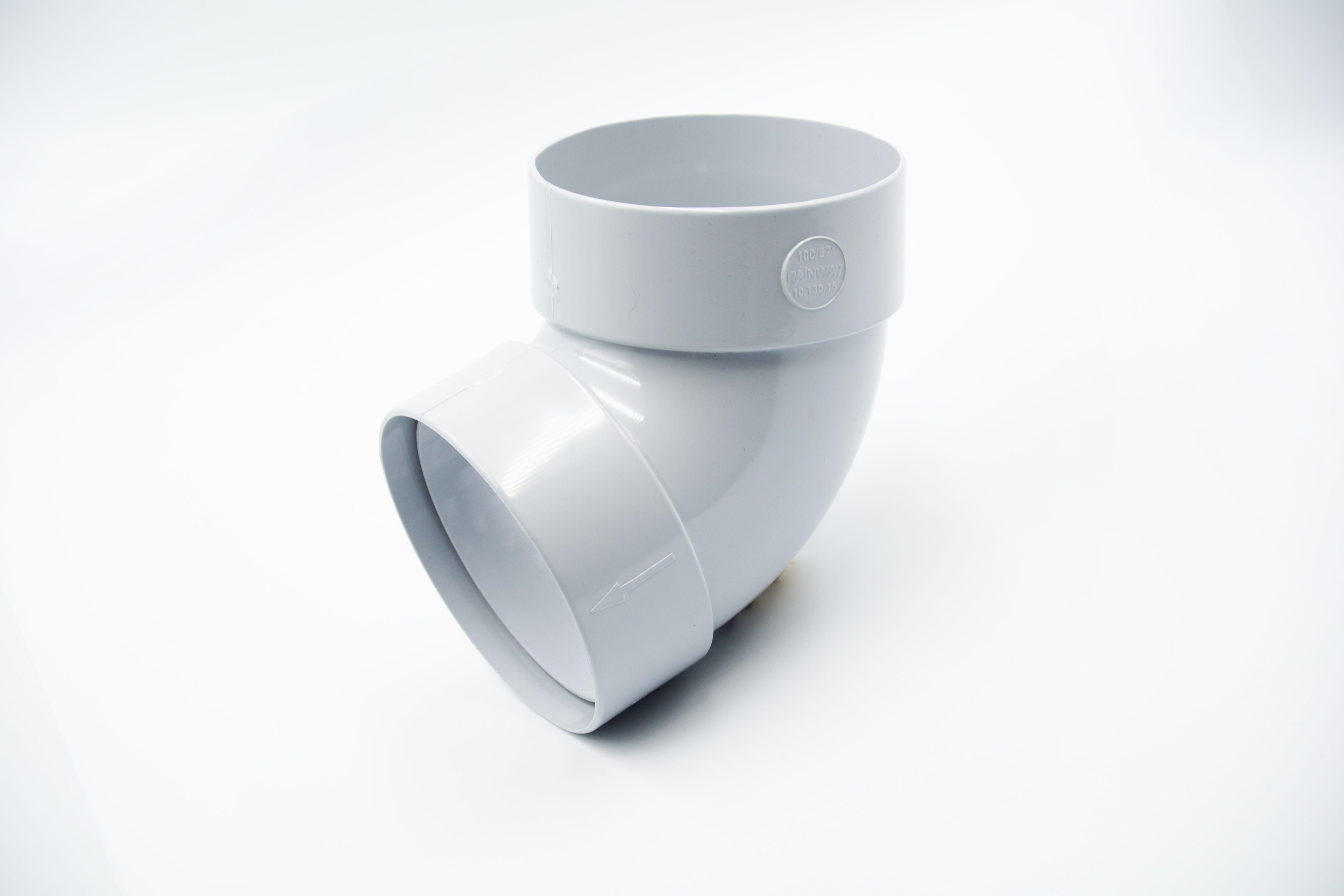 Отвод трубы двухмуфтовый RAINWAY 67° D 75 мм RAL 7040 Серый (10.090.15.005.RW)