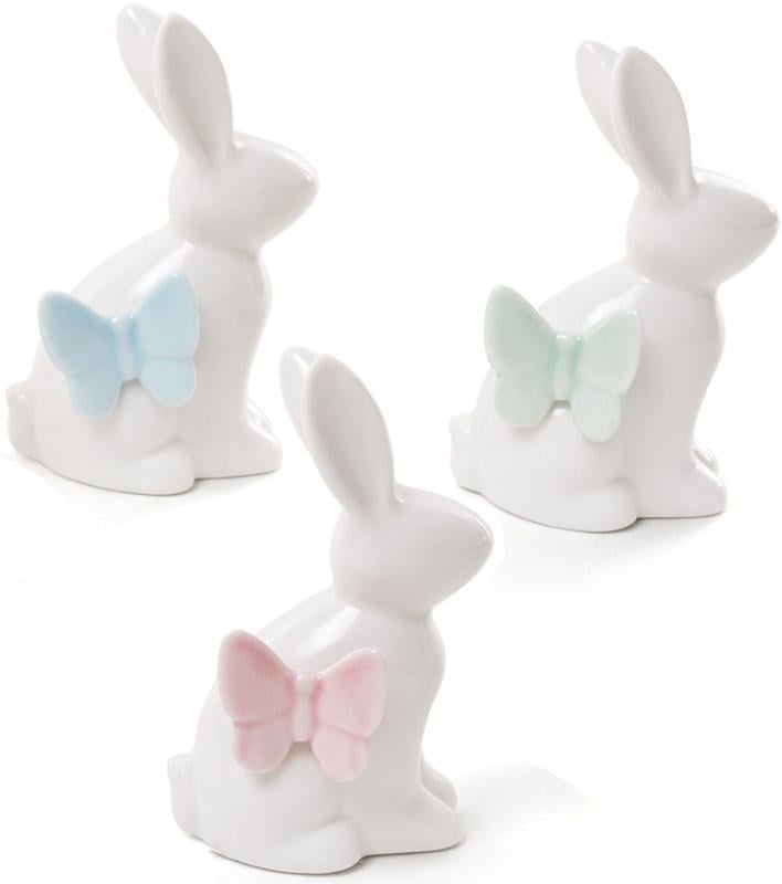 Набор фарфоровых фигурок Зайка с Бабочкой 6х5х10 см 6 шт. Белый глянец Набор фарфоровых фигурок Зайка с Бабочкой 6х5х10 см 6 шт. Белый глянец