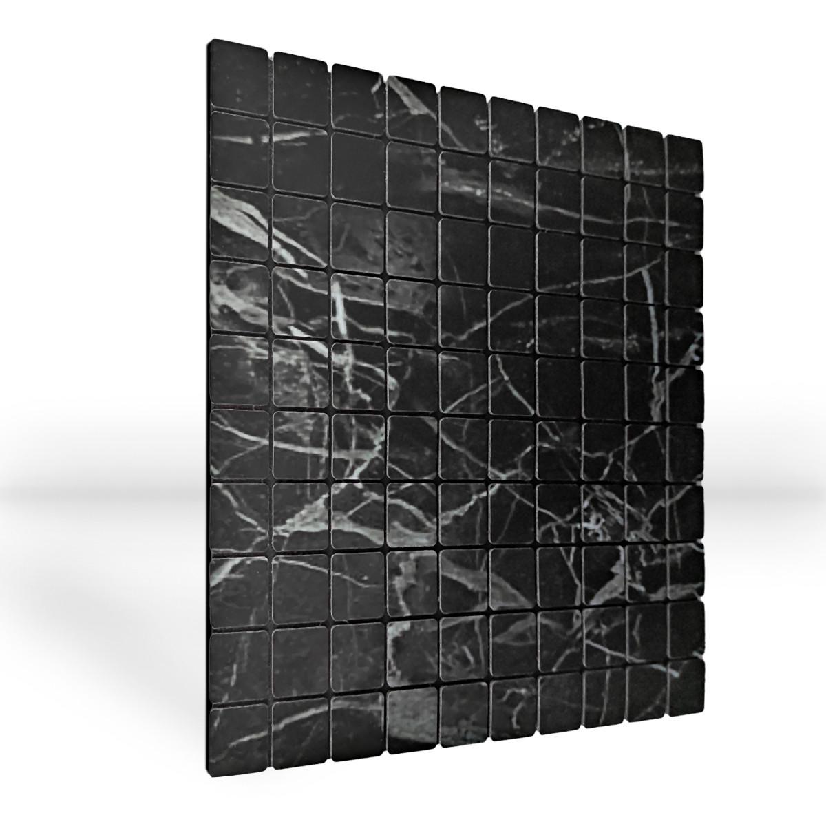 Плитка самоклеящаяся PET Квадратики мрамор 30х30 см 4 мм Черный