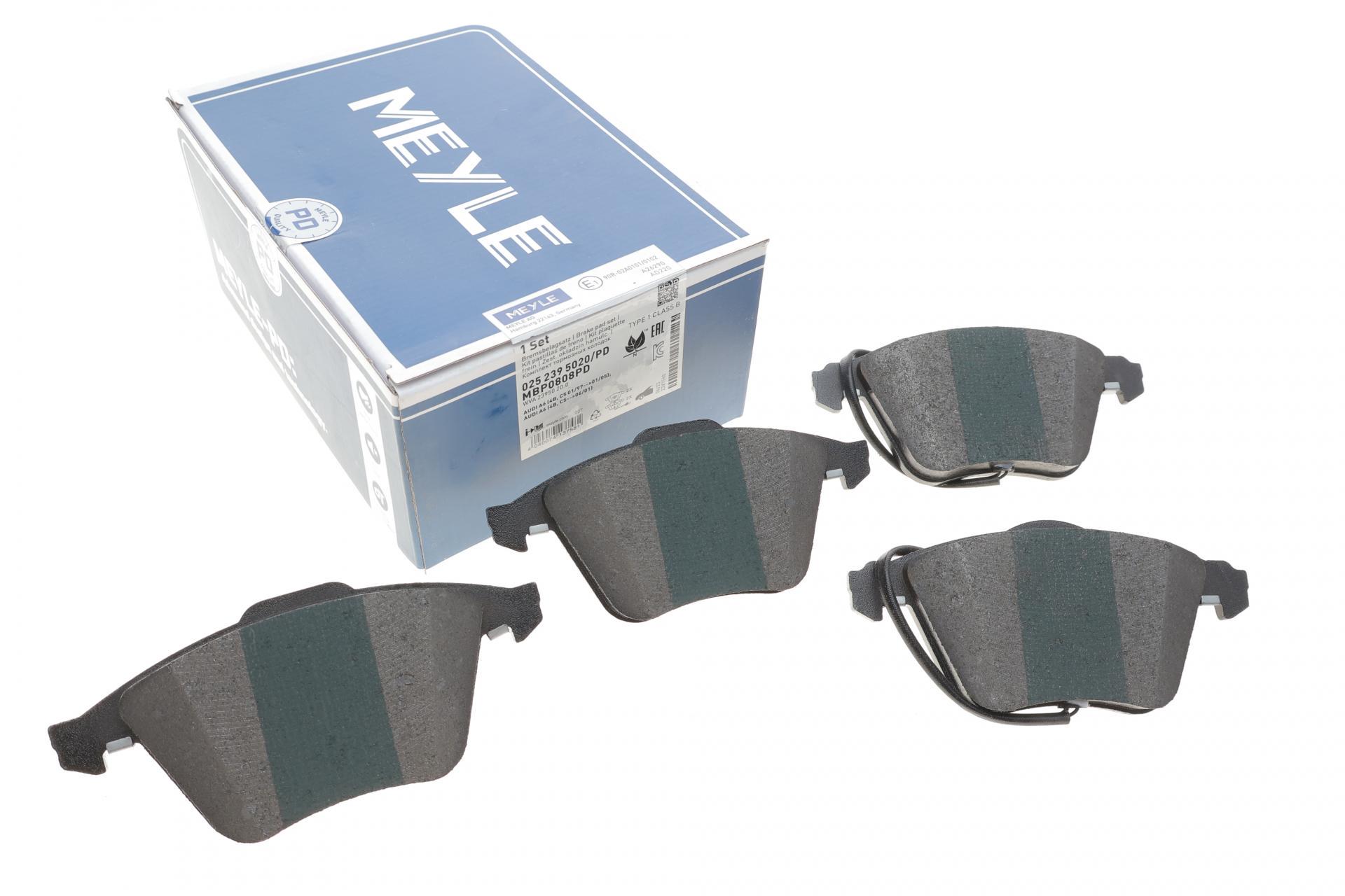 Тормозные колодки передние Meyle для Audi A4/A6/A8 02- с датчиками Ate-Teves (025 239 5020/PD)