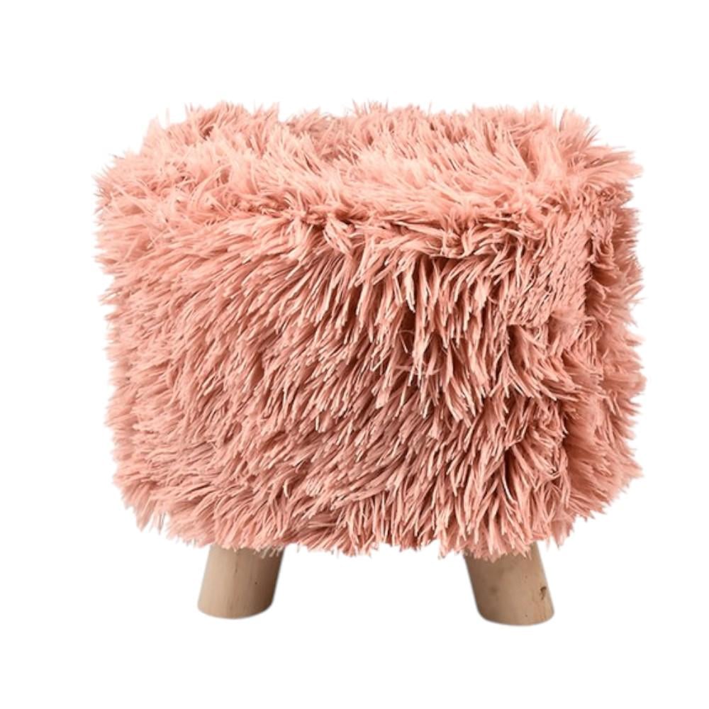 Пуф мягкий Fluffy с искусственным мехом 28х30 см Розовый (R33440-1)