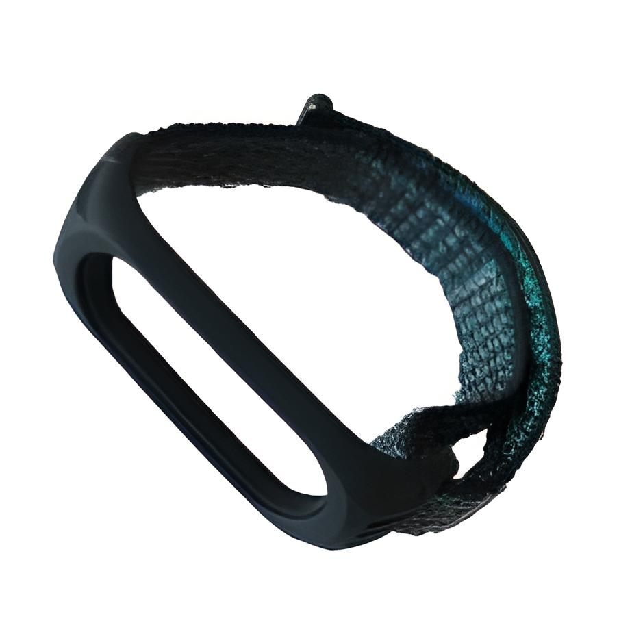 Ремешок для фитнес браслета Xiaomi Mi Band 3 4 Nylon Silicone Black/Blue