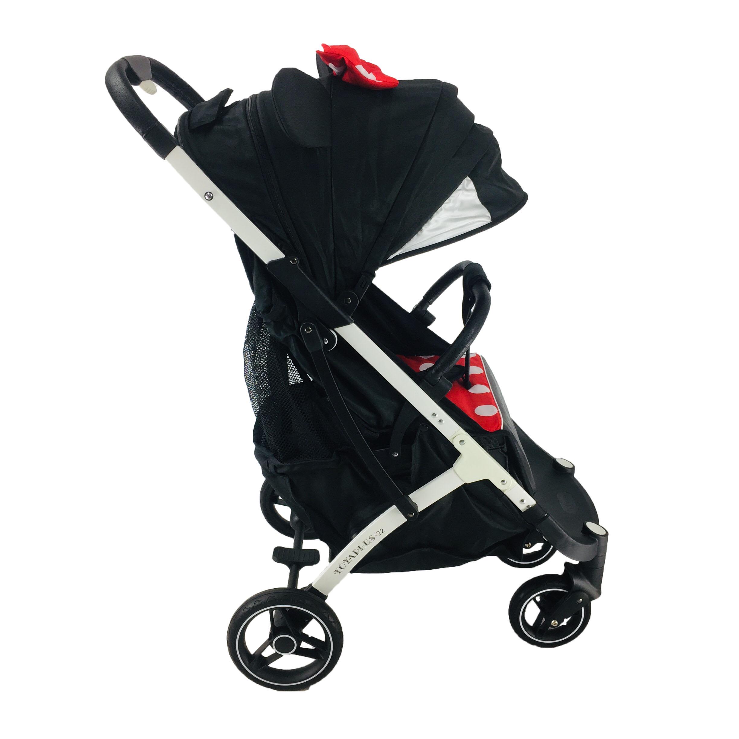 Коляска Yoya Plus Pro-22 Мінні з дощовиком на білій рамі Чорно-червоний (01125010208) - фото 6