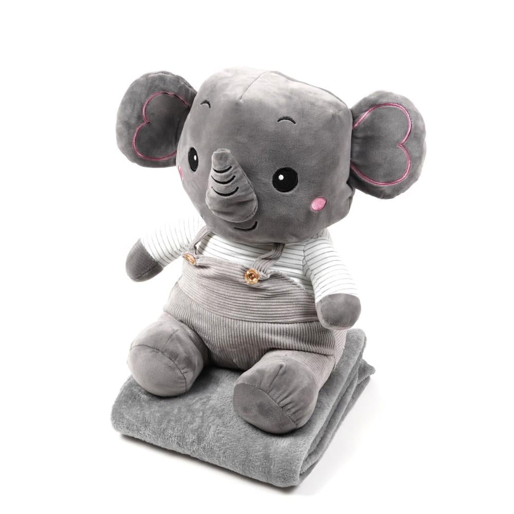 Игрушка-плед Слоник 3в1 50 см Серый (801946) - фото 2 Игрушка-плед Слоник 3в1 50 см Серый (801946) - фото 2