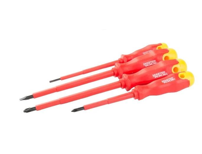 Набор отверток Mastertool 4 шт. PH1х80/2х125/SL3х100/5.5х125 мм диэлектрических (40-1500) Набор отверток Mastertool 4 шт. PH1х80/2х125/SL3х100/5.5х125 мм диэлектрических (40-1500)