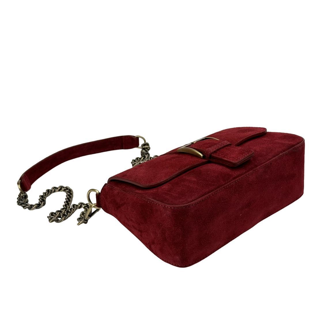 Сумка жіноча замшева Firenze Italy F-IT-012BO з ланцюжком Бордовий (2656558932) - фото 7