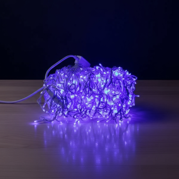 Гирлянда сетевая Бахрома уличная 50 м 840 LED диодов от сети белый провод цвет света Синий (50MWBL)