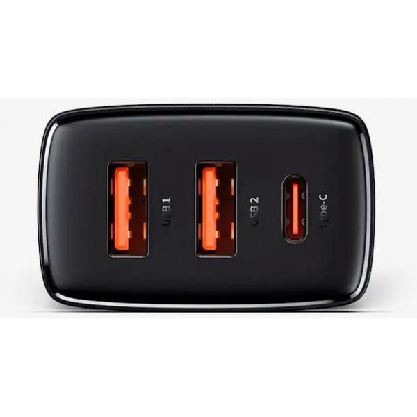 Зарядное устройство Baseus Compact Quick Charger Portable 2U+ C Three Ports 30W Black (CCXJ-E01) - фото 3