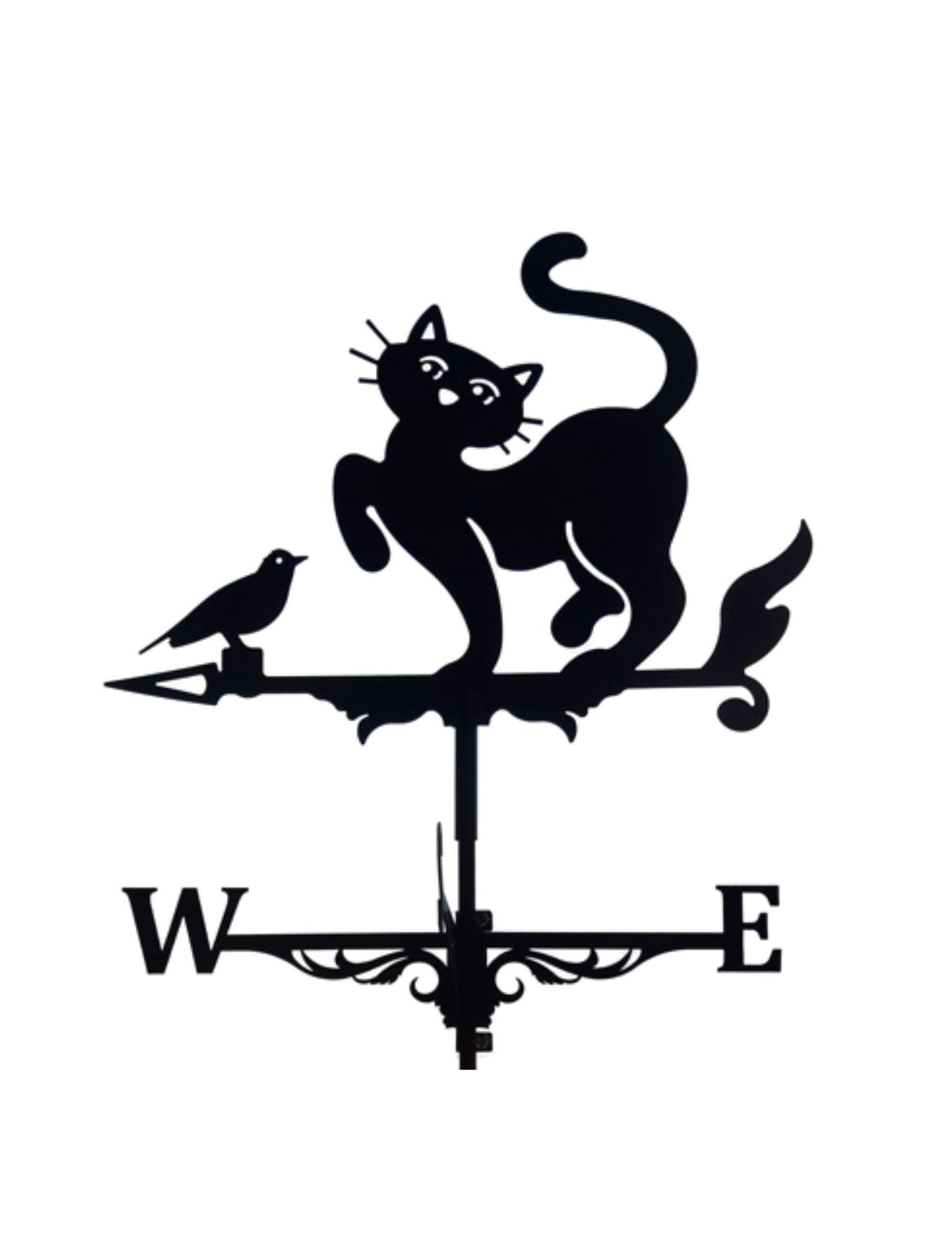 Флюгер на дах Кіт з пташкою металевий Чорний (9592800)