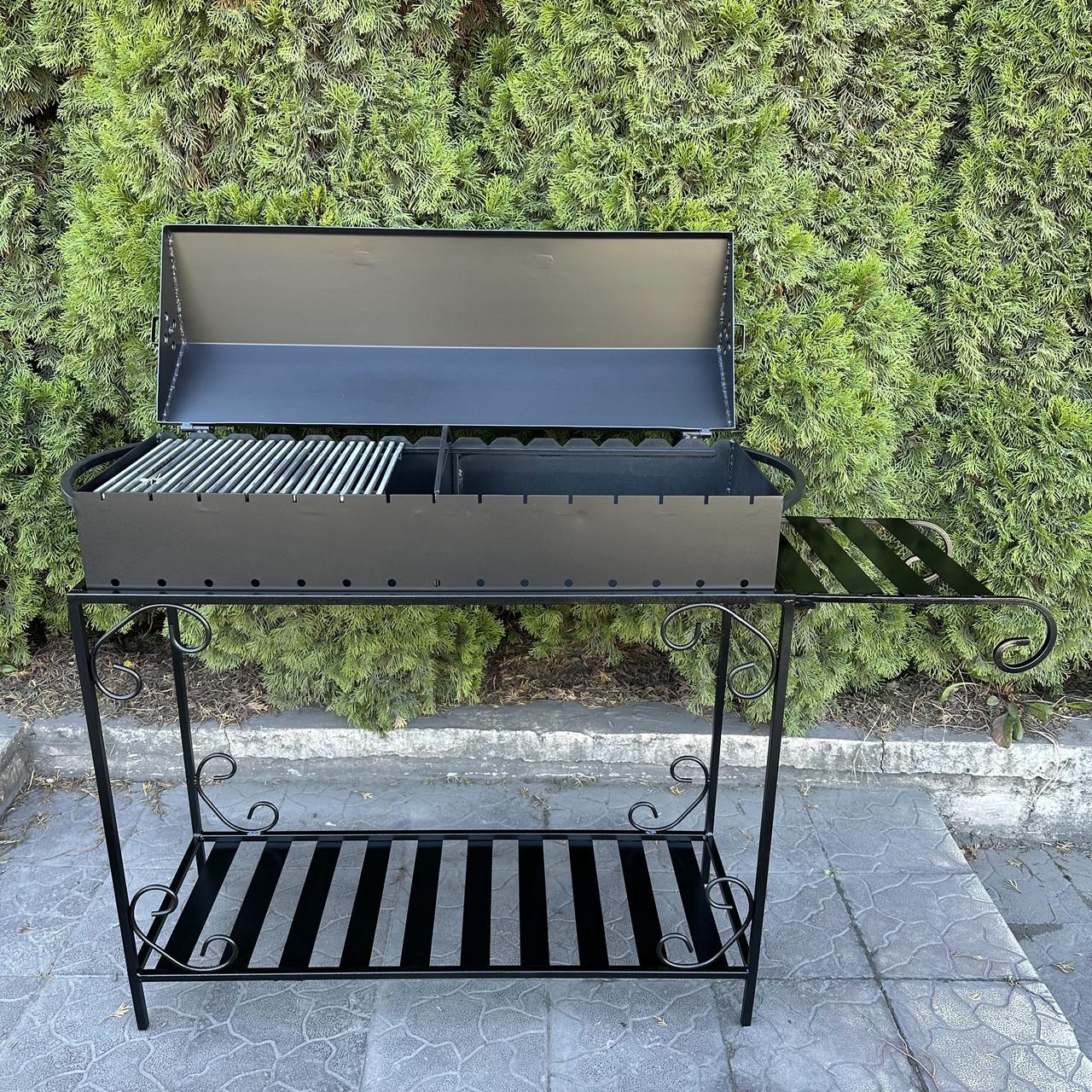 Мангал-барбекю Metalzavod Гефест на 15 шампурів 3 мм на дровниці 151,5х39,5х106,5 см (MBD15-3) - фото 1