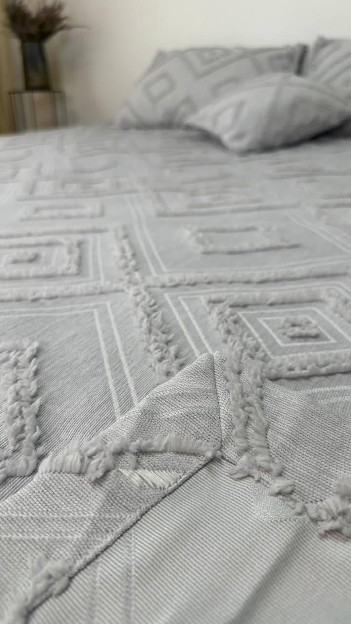 Покрывало Скандинавский большой ромб 220х240 см Светло-серый - фото 7