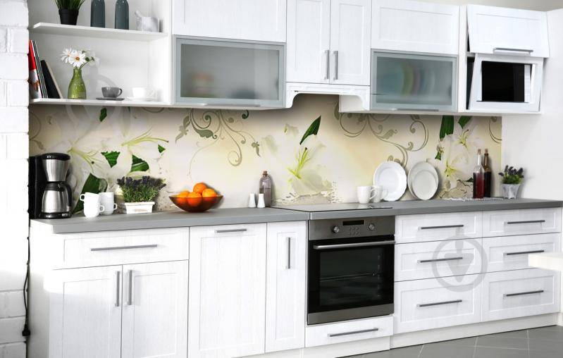 Скинали на кухню Zatarga «Девственная лилия» 600х2500 мм виниловая 3Д наклейка кухонный фартук самоклеящаяся