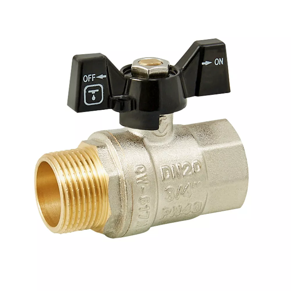 Кран кульовий ITAL PN40 3/4" ВЗ метелик Нікель (SQ-1046045)