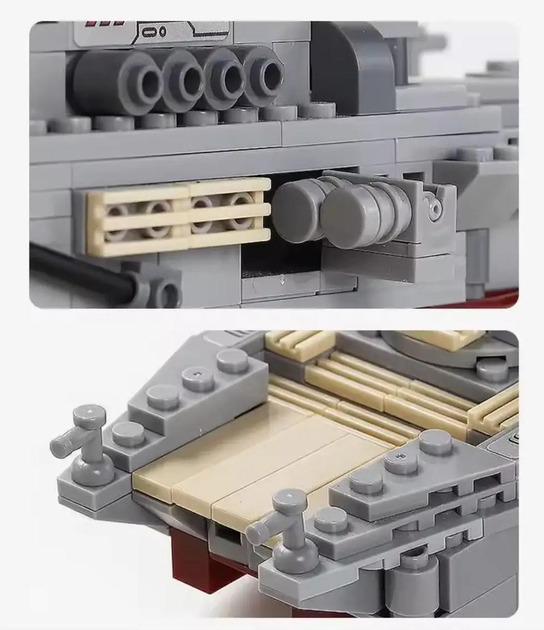 Конструктор Военный корабль с флотом и персонажами 25 моделей 1086 дет. - фото 4