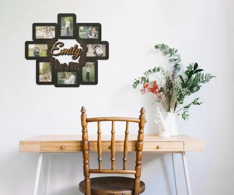 Рамки для фотоколажу дерев'яні з квітами на 8 фото Чорний (flowers_name_collage-4) - фото 3 Рамки для фотоколажу дерев'яні з квітами на 8 фото Чорний (flowers_name_collage-4) - фото 3