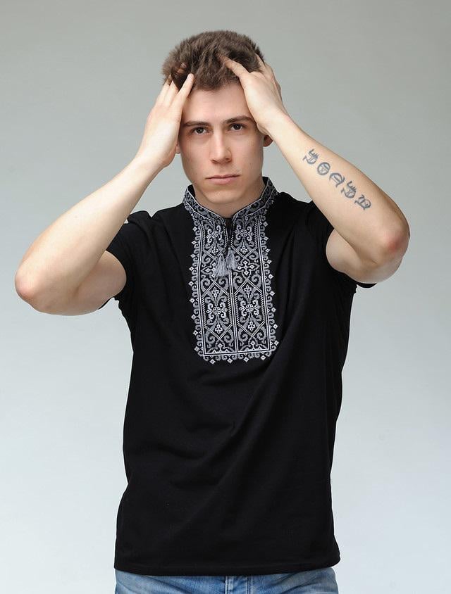 Футболка-вышиванка мужская трикотажная XL Черный (М-26-xl) - фото 2 Футболка-вышиванка мужская трикотажная XL Черный (М-26-xl) - фото 2