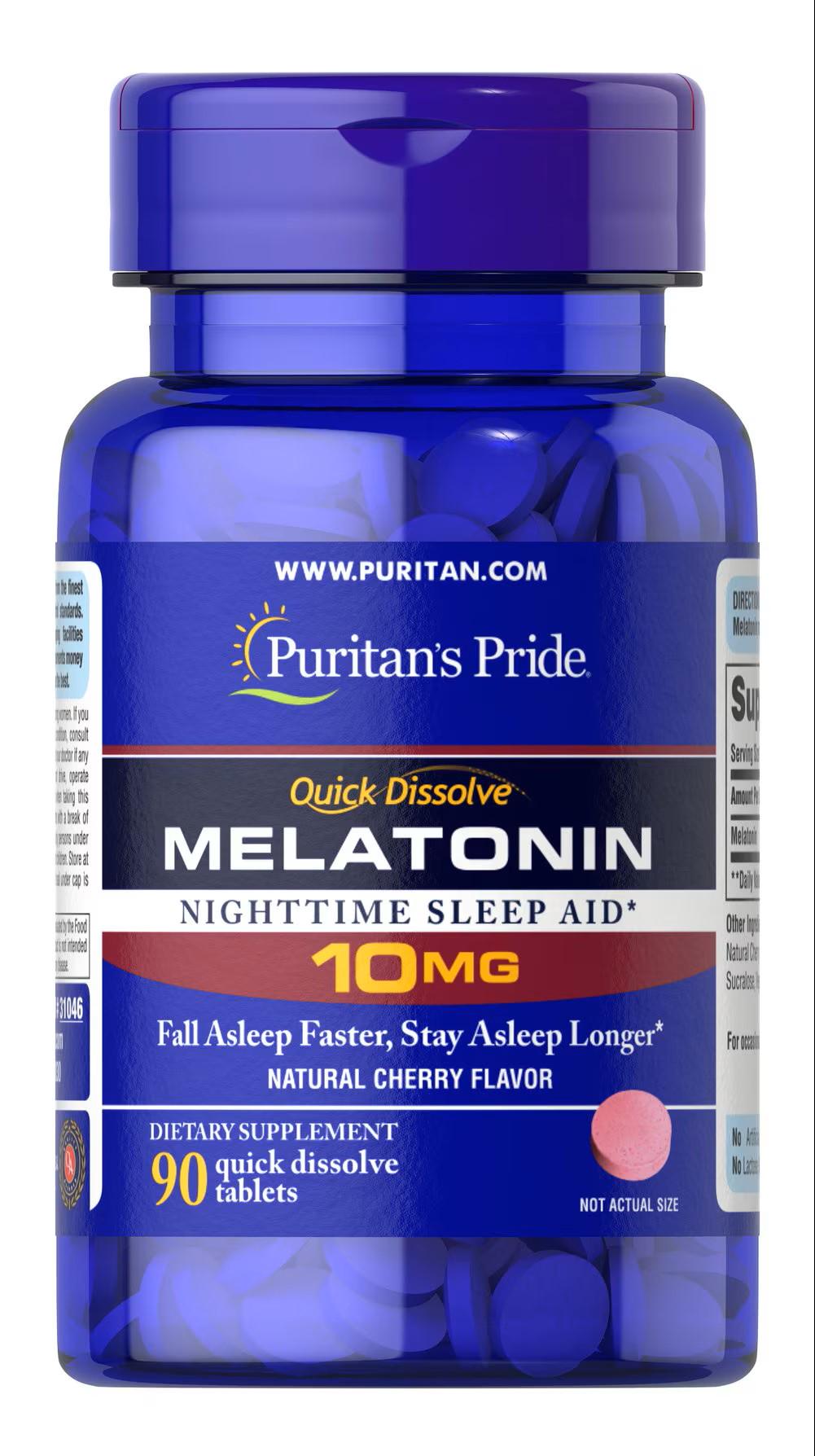 Мелатонин Puritan's Pride Melatonin 10 mg Quick Dissolve Cherry Flavor 90 таблеток