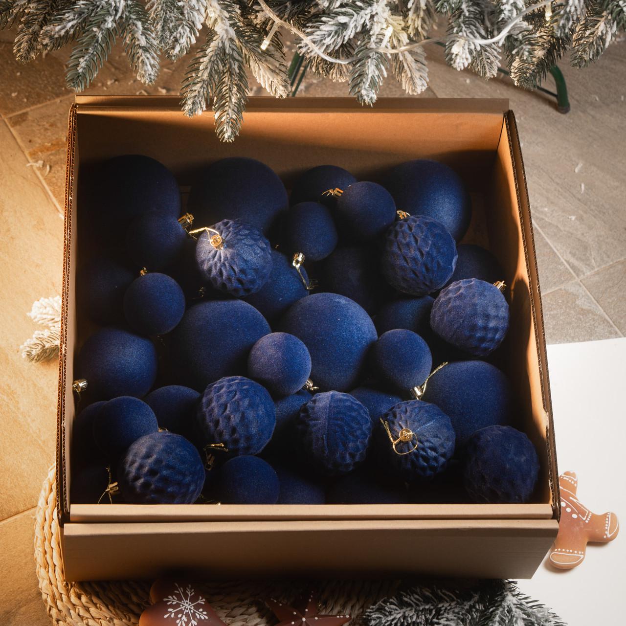 Кулі ялинкові оксамитові Синій (2765837164) - фото 2 Кулі ялинкові оксамитові Синій (2765837164) - фото 2