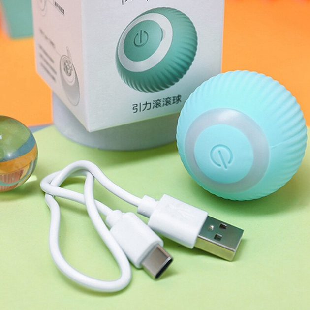 М'ячик Smart інтерактивний PetGravity для котів і маленьких собак з USB Blue - фото 9