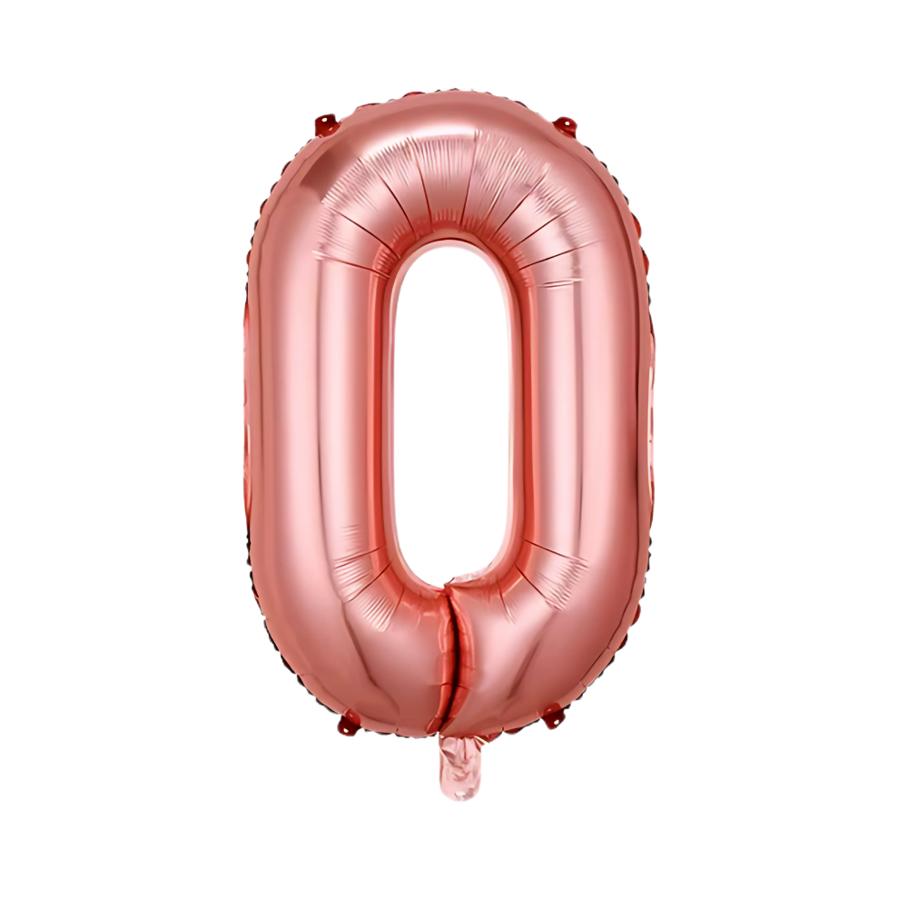 Воздушный шар в виде цифры 0 фольгированный праздничный для дня рождения/годовщины/юбилеев 32" Розовое золото