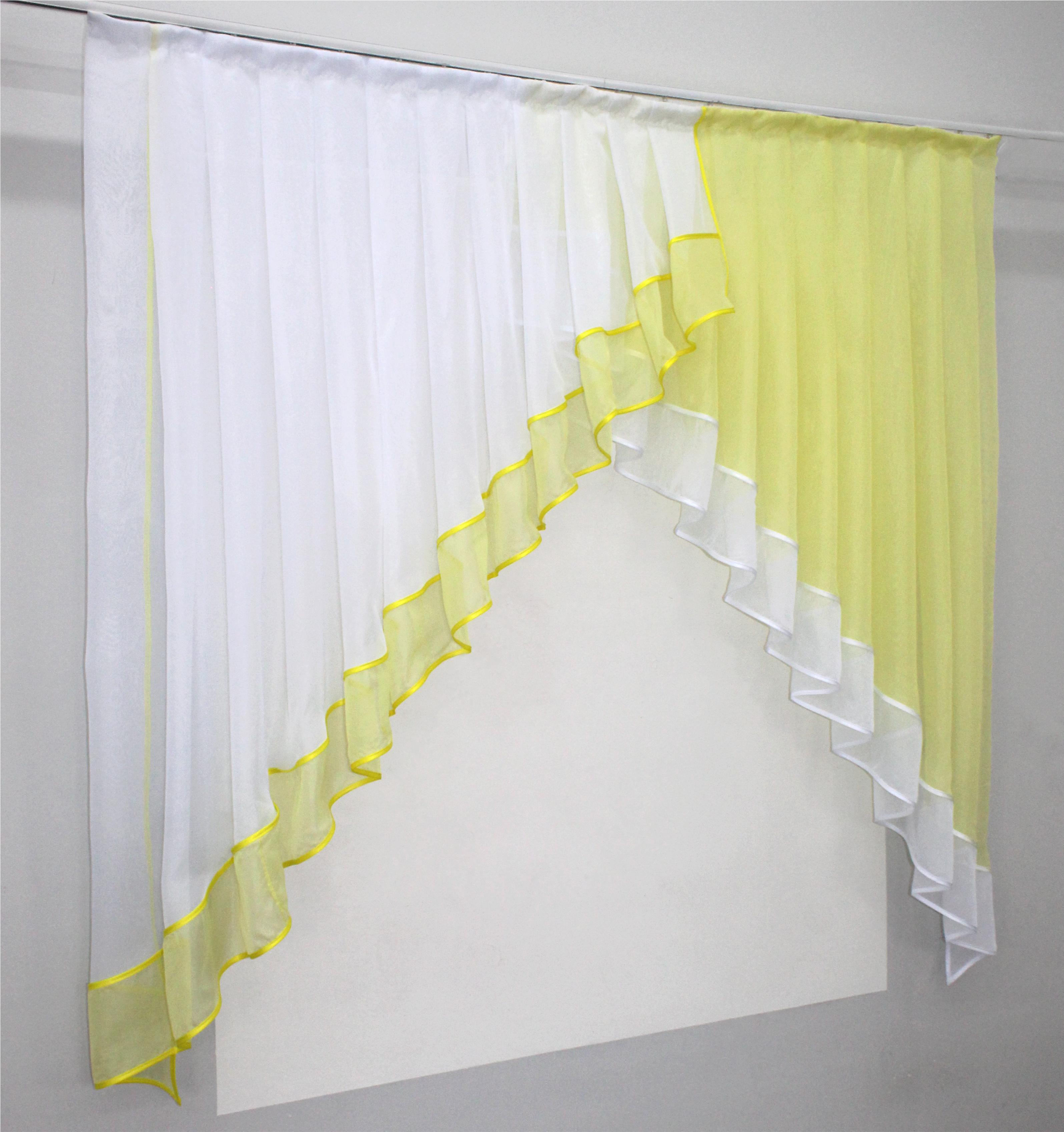 Фіранка кухонна VR-Textil № 023к 150х150 см Білий/Лимонний (52-0400) - фото 2