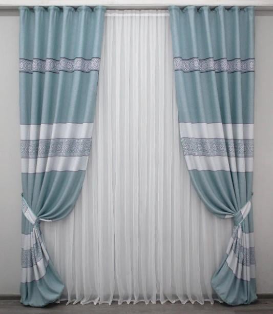 Ткань портьерная лен Голубой/Розовый (1108ш) - фото 4 Ткань портьерная лен Голубой/Розовый (1108ш) - фото 4