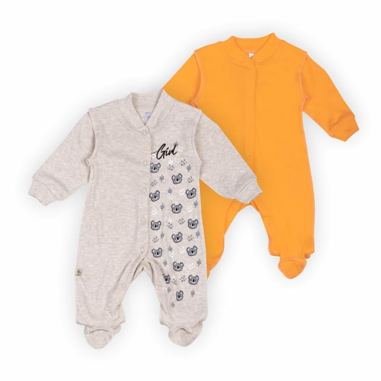 Комплект комбинезонов детский для девочки Gabbi KB-24-1 68 см 2 шт. Оранжевый/Серый (13934) Комплект комбинезонов детский для девочки Gabbi KB-24-1 68 см 2 шт. Оранжевый/Серый (13934)