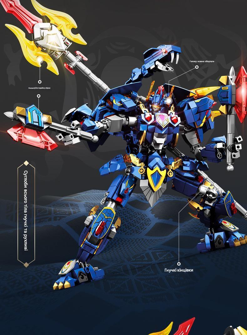 Конструктор детский трансформер Sembo Block Черепаха-Змея 799 дет. Синий - фото 3