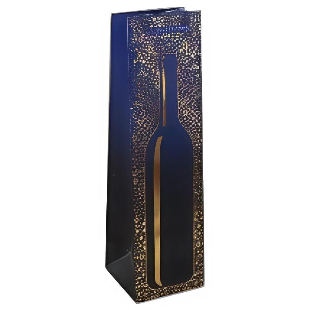 Подарочный пакет под бутылку Bottle Stenson R95550 бумажный 11х11х38 см Синий (dfabde29)