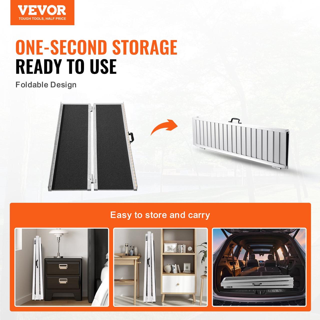 Пандус портативный алюминиевый Vevor для инвалидной коляски складной прочный до 250 кг 3 м - фото 2 Пандус портативный алюминиевый Vevor для инвалидной коляски складной прочный до 250 кг 3 м - фото 2