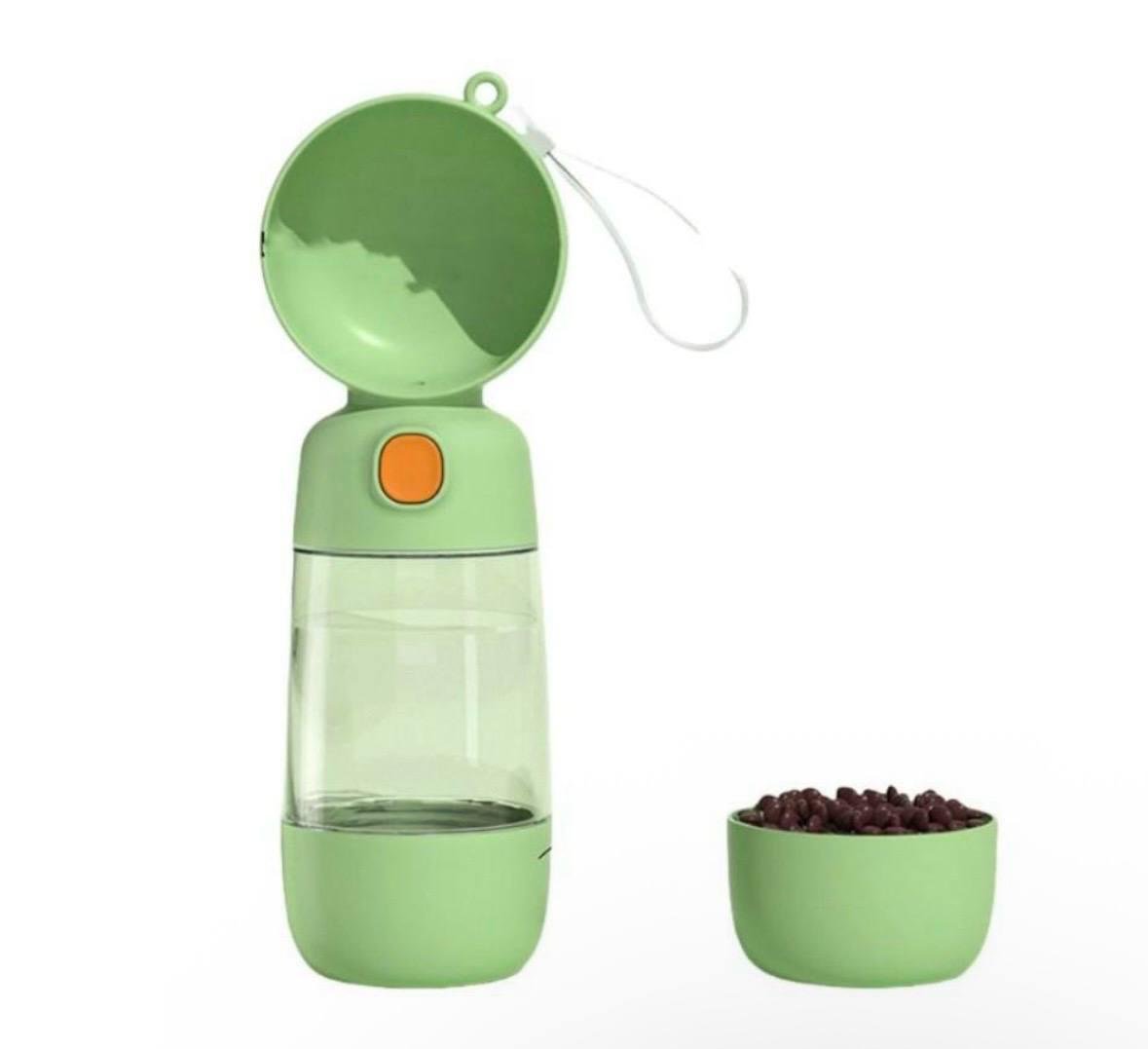 Пляшка-поїлка дорожня для тварин 2в1 для води та корму Зелений (5ee712b6)