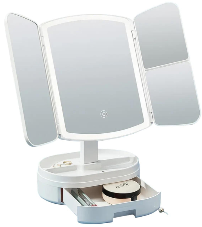 Зеркало для макияжа 609 с LED подсветкой и органайзером Белый (45073-17003_520)
