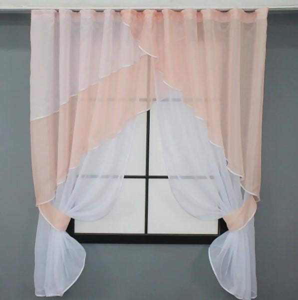 Комплект штор на кухню 280х170 см Белый/Персиковый (00к 59-910)