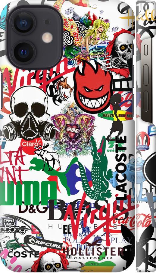 Чехол на iPhone 12 Mini Many different logos (4022c-2071-42517)
