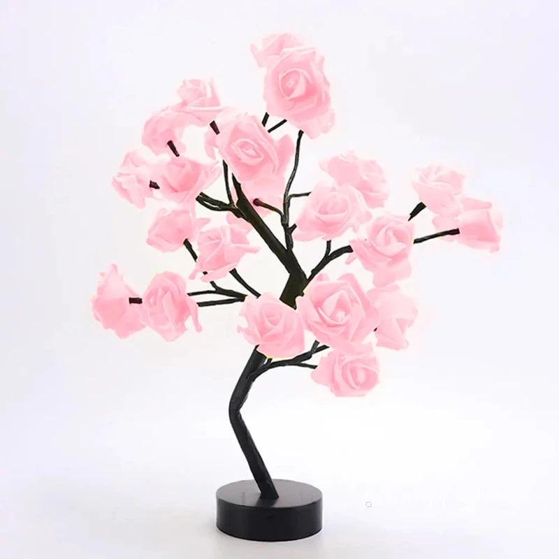 Ночник Дерево с розами 24 LED Розовый (23457471801_395)