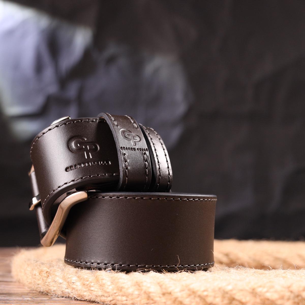 Ремінь чоловічий шкіряний GRANDE PELLE Leather Belt 21462 Коричневий (55251) - фото 8